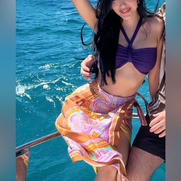 NWT - Zara Purple Knot Cross Knit Crop Top - Size S - Picture 2 of 6